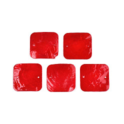 Crimson Spray Painted Capiz Shell Pendants, Square, Crimson, 43x43x1~2mm, Hole: 2mm