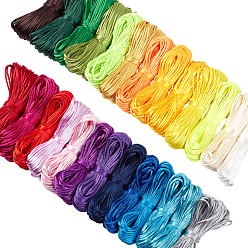 Gemischte Farbe Polyesterfaden, Satin Rattail Schnur, Satinfaden, für Schmuck machen, Gemischte Farbe, 2 mm, ca. 20 m / Bündel, 26 Bündel / Satz