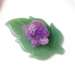 Аметист Зеленые авантюриновые украшения для витрины, украшение домашнего офиса, с аметистовой черепахой, 80~90x50~55 мм