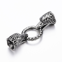 Античное Серебро 316 хирургические соединительные кольца из нержавеющей стали, с мозг заканчивается, для изготовления кожаных браслетов, головы орла, античное серебро, 48x18 мм, отверстие : 1~8 мм