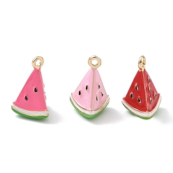 Mixed Color Alloy Enamel Pendants, Triangular Watermelon Charms, Golden, Mixed Color, 17.5x11x9.5mm, Hole: 1.6mm
