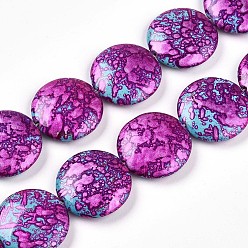 Фуксин Синтетических нитей бирюзовые бусы, окрашеные, плоско-круглые, фуксиново-красные, 24x6.5 мм, отверстие : 0.9 мм, около 16 шт / нитка, 15.08'' (38.3 см)