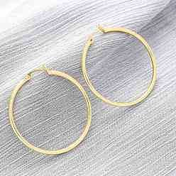 Золотой Латунь обруч серьги для женщин, долговечный, стойки покрытие, без свинца и без кадмия, золотые, 41x40x2 мм