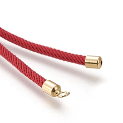 FireBrick Nylon Twisted Cord Bracelet Making, Slider Bracelet Making, with Eco-Friendly Brass Findings, Round, Golden, FireBrick, 8.66~9.06 inch(22~23cm), Hole: 2.8mm, Single Chain Length: about 4.33~4.53 inch(11~11.5cm)