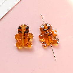 Gingerbread Man Бусины лэмпворк ручной работы на новогоднюю тематику, Колобок, 20x17 мм