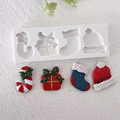 Weiß DIY-Weihnachtszuckerstange, Geschenkbox, Socken und Mütze, Fondant-Silikonformen in Lebensmittelqualität, für die Herstellung von Schokoladenbonbons aus UV-Harz, weiß, 164x56 mm