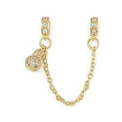 Другие Латунные паве прозрачные кубические цирконии европейские защитные цепи с подвесками, долговечный, стойки покрытие, золотые, Горлянка, 80 мм, отверстие : 5x3 мм, тыква: 12x6.5x5 мм