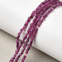 Рубин Натуральные рубиновые бисерные пряди, граненые, круглые, 2 мм, отверстие : 0.6 мм, около 130 шт / нитка, 8.27'' (21 см)
