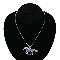 Платина Ожерелья с подвеской в виде лошади из сплава со стразами для детей, платина, 19.69 дюйм (50 см)