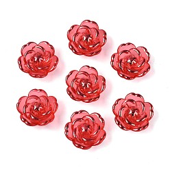 Красный Пластиковые шарики, цветок, золотой металл обвитыми, красные, 18.5x7 мм, отверстие : 1.6 мм, Около 511 шт / 500 г