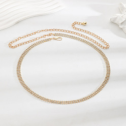 None Богемный стиль сплав кристалл горный хрусталь теннисная цепь талия живот цепи, золотые, 1160 мм