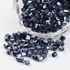 Прусский Синий 6/0ч два срезанные ирис круглое отверстие бисер, шестиугольник, берлинская лазурь, 2.5~3x2~2.5 мм, Отверстие : 0.8~1 мм , около 12100 шт / 450 г