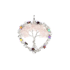 Розовый Кварц Подвески из натурального розового кварца с металлической проволокой, 65x51 мм