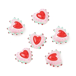 Розовый Запекаемые стеклянные бусины с рисунком в виде сердца, с эмалью, два тона, туманная роза, 13.5~15x14~16.5x7.5~10 мм, отверстие : 1.2 мм