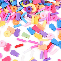 (52) Непрозрачная лаванда Ручной полимерной глины кабошонов, разнообразные, разноцветные, 2.5~10x1~5x0.3~2 мм, отверстие : 2 мм