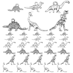 Античное Серебро 72 шт 6 стили подвески из сплава в тибетском стиле, динозавр, античное серебро, 9.5~21.5x11~27x2.5~4 мм, отверстие : 1.4~2 мм, 12 шт / стиль