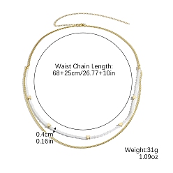 Белый Двухслойные пояса чиан из сплава в форме сердца и бисера, белые, 26-3/4 дюйм (68 см)