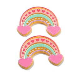 Разноцветный Печатные акриловые подвески, радуга с сердцем, красочный, 30x39.5x2 мм, отверстие : 1.4 мм