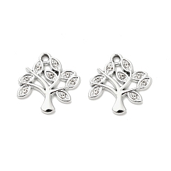Платина Сплава кристалла горный хрусталь подвески, Дерево прелести, платина, 20x20.5x1.5 мм, отверстие : 1.8 мм