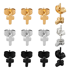 (52) Непрозрачная лаванда 12шт. 3 цвета латунные серьги-гвоздики, крестик, разноцветные, 87x16 мм, 4 шт / цвет