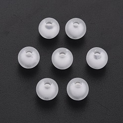 White Frosted Acrylic Beads, Bead in Bead, Round, White, 10mm, Hole: 2mm, about 980pcs/500g