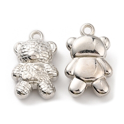 Platinum CCB Plastic Pendants, Bear Charm, Platinum, 33x21x11mm, Hole: 2.6mm