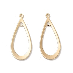 Настоящее золото 18K Латунные 2 подвески с петлевыми звеньями, без кадмия, без никеля и без свинца, подвески-соединители в форме капли, реальный 18 k позолоченный, 30x13x1 мм, отверстия : 1.2 mm и 1.5 мм