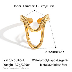 Настоящее золото 18K 304 открытые манжеты из нержавеющей стали для женщин, реальный 18 k позолоченный, 23.5 мм, размер США 7 (17.3 мм)