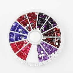 (52) Непрозрачная лаванда 6 цвет граненый полукруглый имитационный таиван акриловый горный хрусталь кабошоны, разноцветные, 3x1 мм, о 105 шт / отсека, 1260 шт / коробка