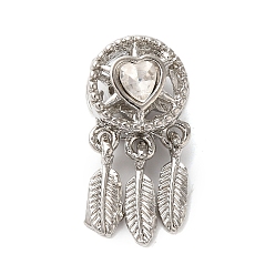 Кристалл Стойки покрытие сплава горный хрусталь европейских бусы, без кадмия, без никеля и без свинца, бусины с большим отверстием, тканая сеть / паутина с пером, кристалл, 24x11x10 мм, отверстие : 5 мм