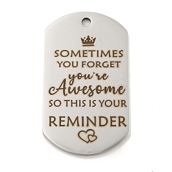 Нержавеющая Сталь Цвет Не тускнеющие 201 подвески из нержавеющей стали, подвески для сообщений, овал со словами-подвесками, цвет нержавеющей стали, 49x28x2 мм, отверстие : 3 мм