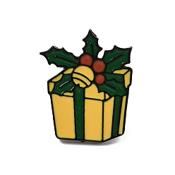 Box Рождественская тема цинковый сплав эмалированная брошь-булавка для рюкзака одежда, коробка, 25x20.5 мм