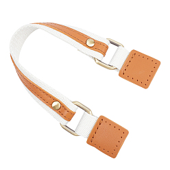 Chocolate Leather Chain Bag Strap, with Braid & Alloy Clasps, Bag Replacement Accessories, Chocolate, 28.8x2.05x0.3cm