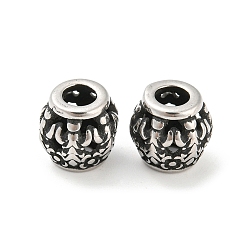 Antik Silber Farbe 316 chirurgische Edelstahlperlen, Fass, Antik Silber Farbe, 10x9.5 mm, Bohrung: 4 mm