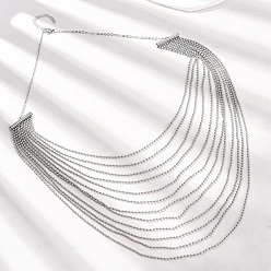 Нержавеющая Сталь Цвет 304 Многослойные цепочки из нержавеющей стали с шариками для женщин, не тускнеет, цвет нержавеющей стали, 20.79 дюйм (52.8 см)