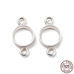 Серебро Покрытие стойки 925 настройки разъема кабошон из стерлингового серебра, настройки открытой спины, круглые настройки риволи, серебряные, лоток : 4 мм, 8x4.5x1 мм, отверстие : 0.8 мм