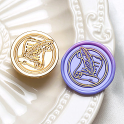 Перо Сургучная печать, латунные головки штампов, для сургучной печати, золотые, перо, 30x14 мм, внутренний диаметр: 7 мм