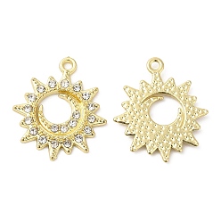 Золотой Подвески из сплава и страза, солнце с лунными чарами, золотые, 19x16x1.5 мм, отверстие : 1.4 мм