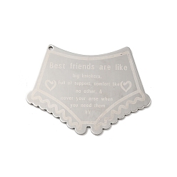 Stainless Steel Color Non-Tarnish 304 Stainless Steel Pendants, Laser Cut, Manual Polishing, Shorts with Word Best Friends/ Big Knickers Charm, Stainless Steel Color, 37x51x1mm, Hole: 1.6mm
