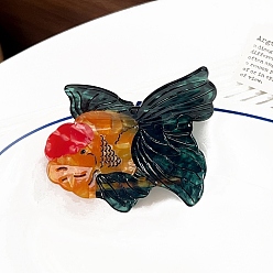 Темно-Зеленый Заколки для волос с когтями из ацетата целлюлозы (смола), рыба, аксессуары для волос для женщин и девочек, темно-зеленый, 77x63 мм