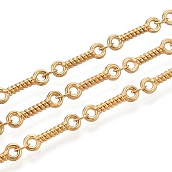 Настоящее золото 18K 5м 304 цепи с винтовыми звеньями из нержавеющей стали, пайки, с катушкой, ионное покрытие (ip), реальный 18 k позолоченный, 13.5x4x2 мм