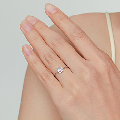 Платина Кольца для пальцев из стерлингового серебра с микропаве из кубических цирконий с родиевым покрытием, платина, размер США 925 (8 мм)