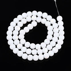 Белый Матовые непрозрачные стеклянные бусы пряди, круглые, с половиным покрытием, с покрытием AB цвета, белые, 6~6.5 мм, отверстие : 0.9 мм, около 67~70 шт / нитка, 14.57~15.16 дюйм (37~37.5 см)