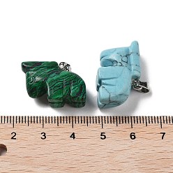 Смешанные камни Природные и синтетические смешанные подвески драгоценных камней, Подвески в виде лося с металлическими застежками с платиновым покрытием на дужках, смешанные окрашенные и неокрашенные, 15.5~18x21~22x10~11 мм, отверстие : 3x5.5 мм