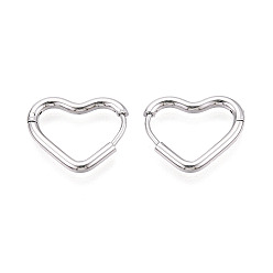Нержавеющая Сталь Цвет Серьги из 304 нержавеющей стали, сердце, цвет нержавеющей стали, 15x18x2 мм