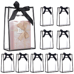 Черный Прямоугольные полипропиленовые пластиковые сумки для хранения, прозрачные упаковочные пакеты с шелковой лентой, чёрные, 26.1x18x0.2 см, развернуть: 18x8.1x26.15 см