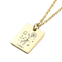 Весы Цветок на день рождения 304 подвески из нержавеющей стали для женщин, кабель ожерелья цепи, реальный 18 k позолоченный, Весы, 17.72 дюйм (45 см), Кулон : 17x13 мм