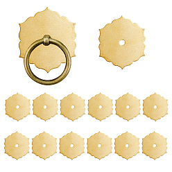 Золотой 6шт. латунные шайбы для ручек, цветок, фурнитура для мебели аксессуары, золотые, 60x52x1 мм