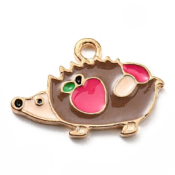 Hedgehog Подвески из сплава с эмалью ко дню благодарения, золотой свет, еж, 13x20x1.5 мм, отверстие : 1.8 мм
