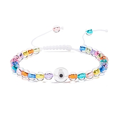 Прозрачный Женский браслет из плетеных бусин из акрила сглаз и круглый лэмпворк, прозрачные, внутренний диаметр: 2~3-3/4 дюйм (5.2~9.5 см)